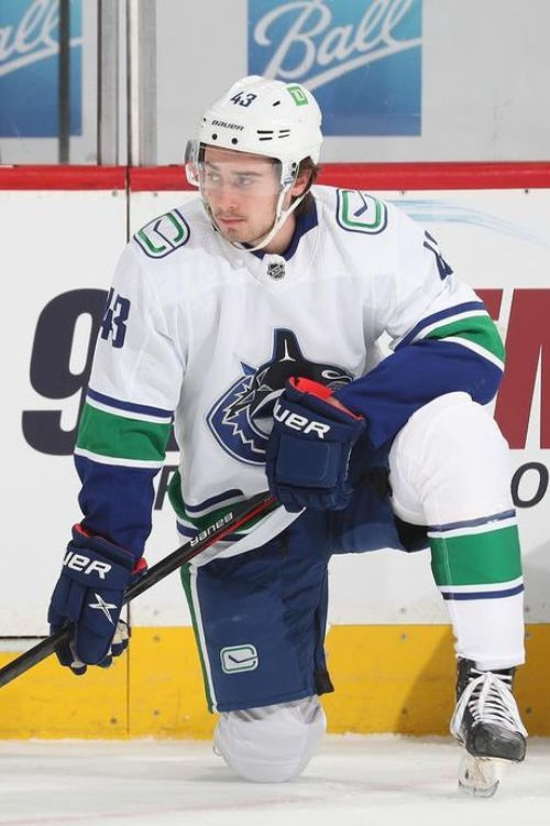   Quinn Hughes analyserar sin strategi i en paus