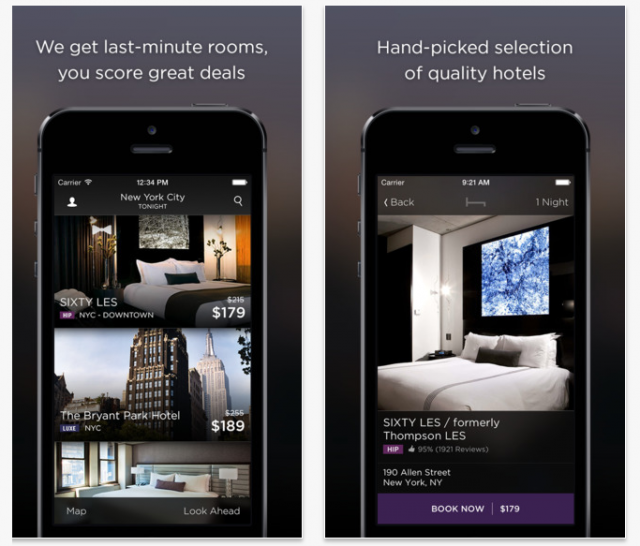 Hotel Tonight app (iOS)